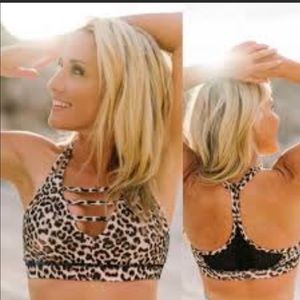 Zyia Leopard Grid Sports Bra (Small)